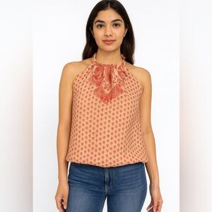 Peach and Tan Tocca Silk Halter Top |‎ Size 4